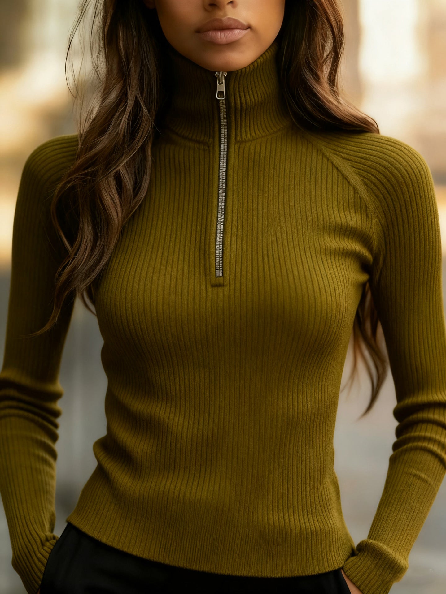 Elegant Slim-Fit Base Layer Knit Top For Women