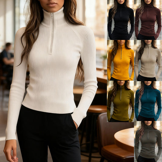 Elegant Slim-Fit Base Layer Knit Top For Women