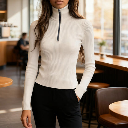 Elegant Slim-Fit Base Layer Knit Top For Women