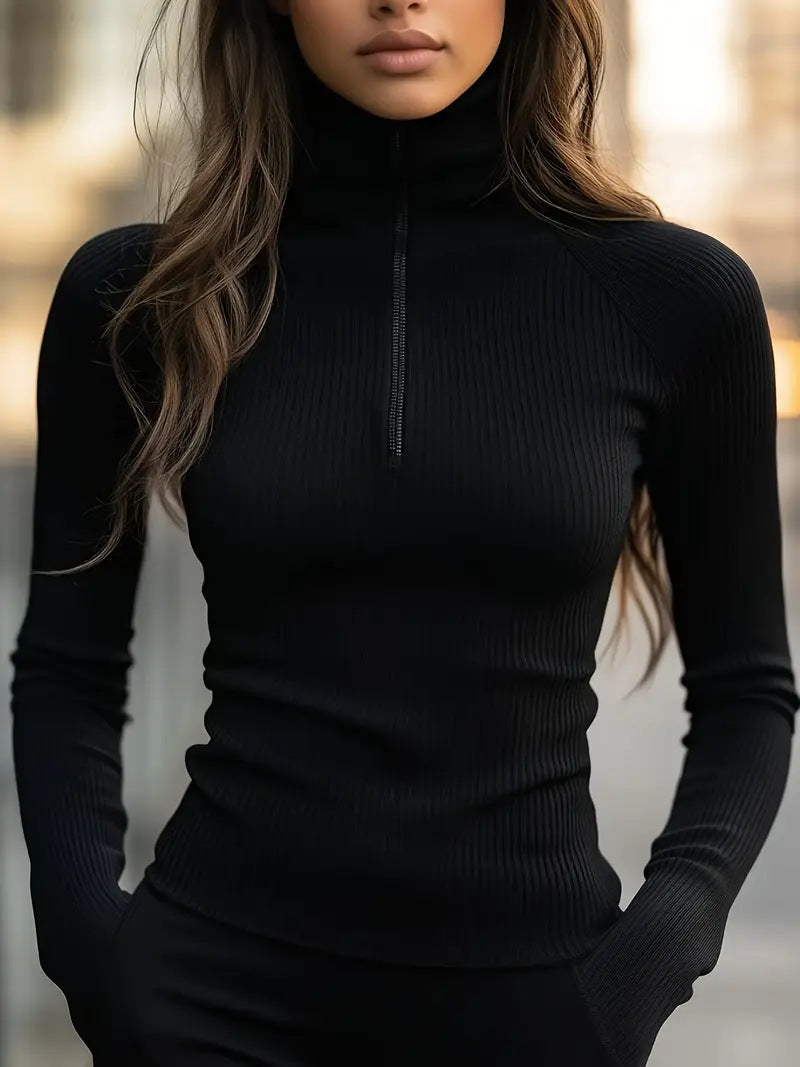 Elegant Slim-Fit Base Layer Knit Top For Women