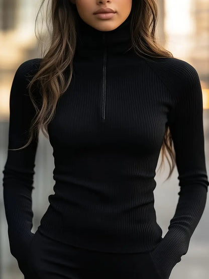 Elegant Slim-Fit Base Layer Knit Top For Women